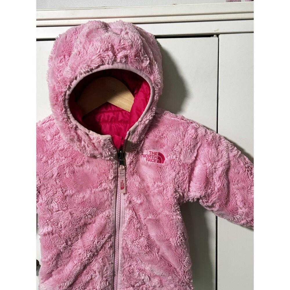The North Face Reversible Plush Sherpa Hooded Jacket Size 6-12 mo Coat Pink - Picture 4 of 9